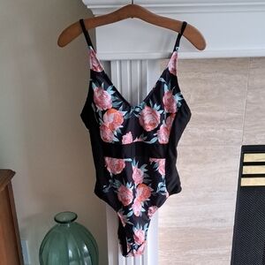 Floral Black Women's Bodysuit